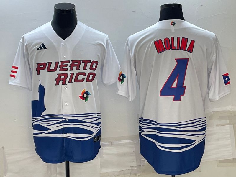 Men 2023 World Cub #4 Molina White MLB Jersey9